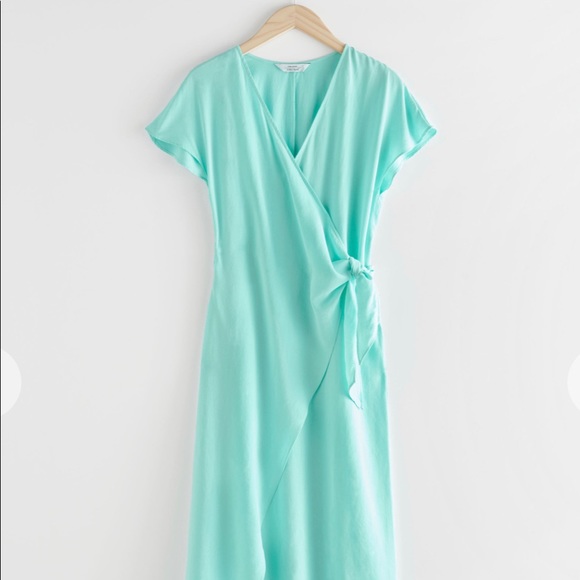 & Other Stories | Dresses | Nwt Other Stories Lyocell Blend Wrap Midi Dress  Turquoise Blue | Poshmark